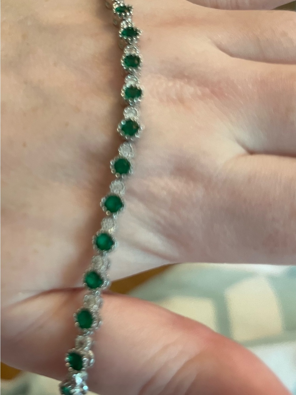 Emerald Green Tennis Bracelet - Stainless Steel - Picture 4 of 6